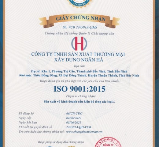 Vinh dự nhận Chứng nhận ISO 9001:2015